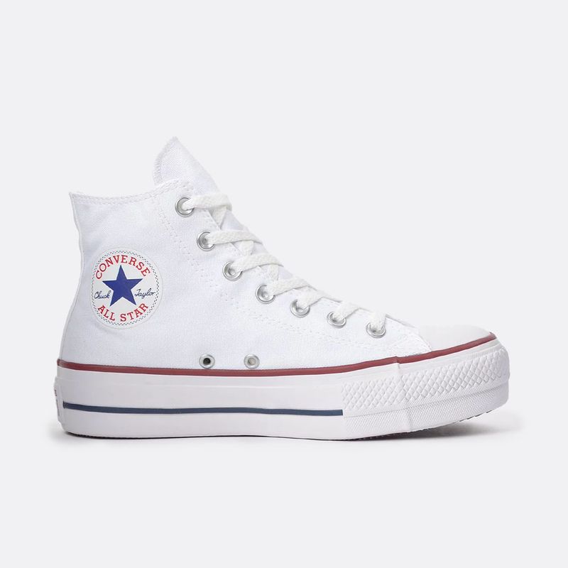 All star branco cano alto sale plataforma