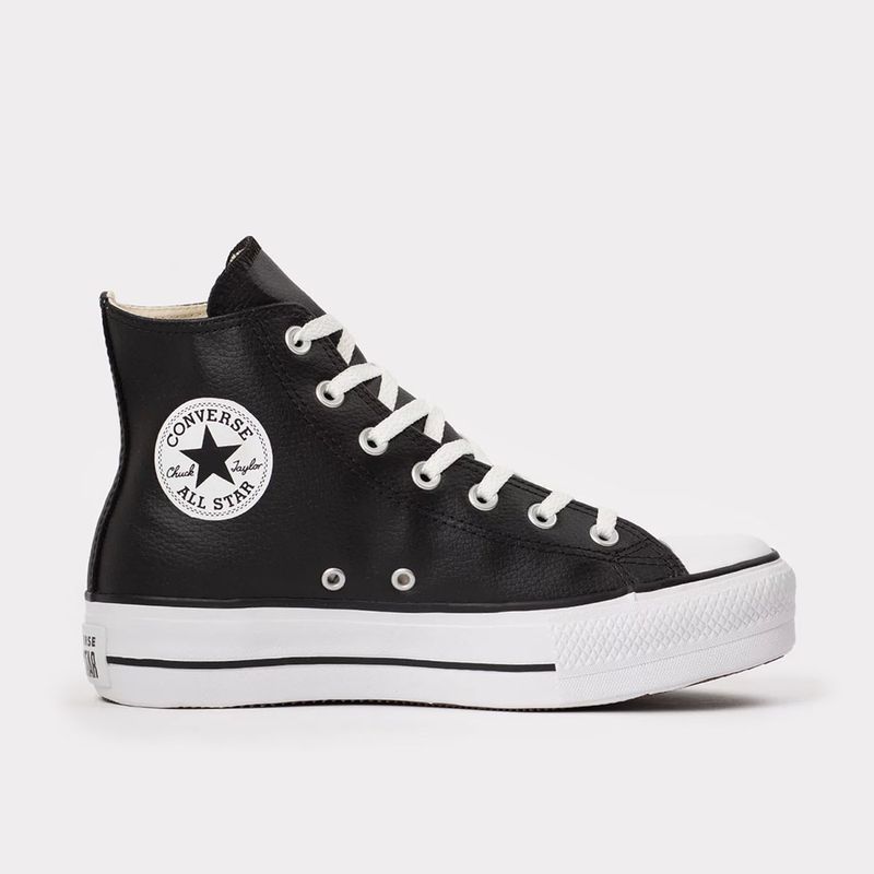 All Star Cano Alto Couro Preto, Tênis Feminino Converse Usado 82892210